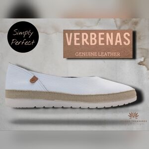 Verbenas Noelia Women Sz 10 Made in Spain Espadrilles White Leather